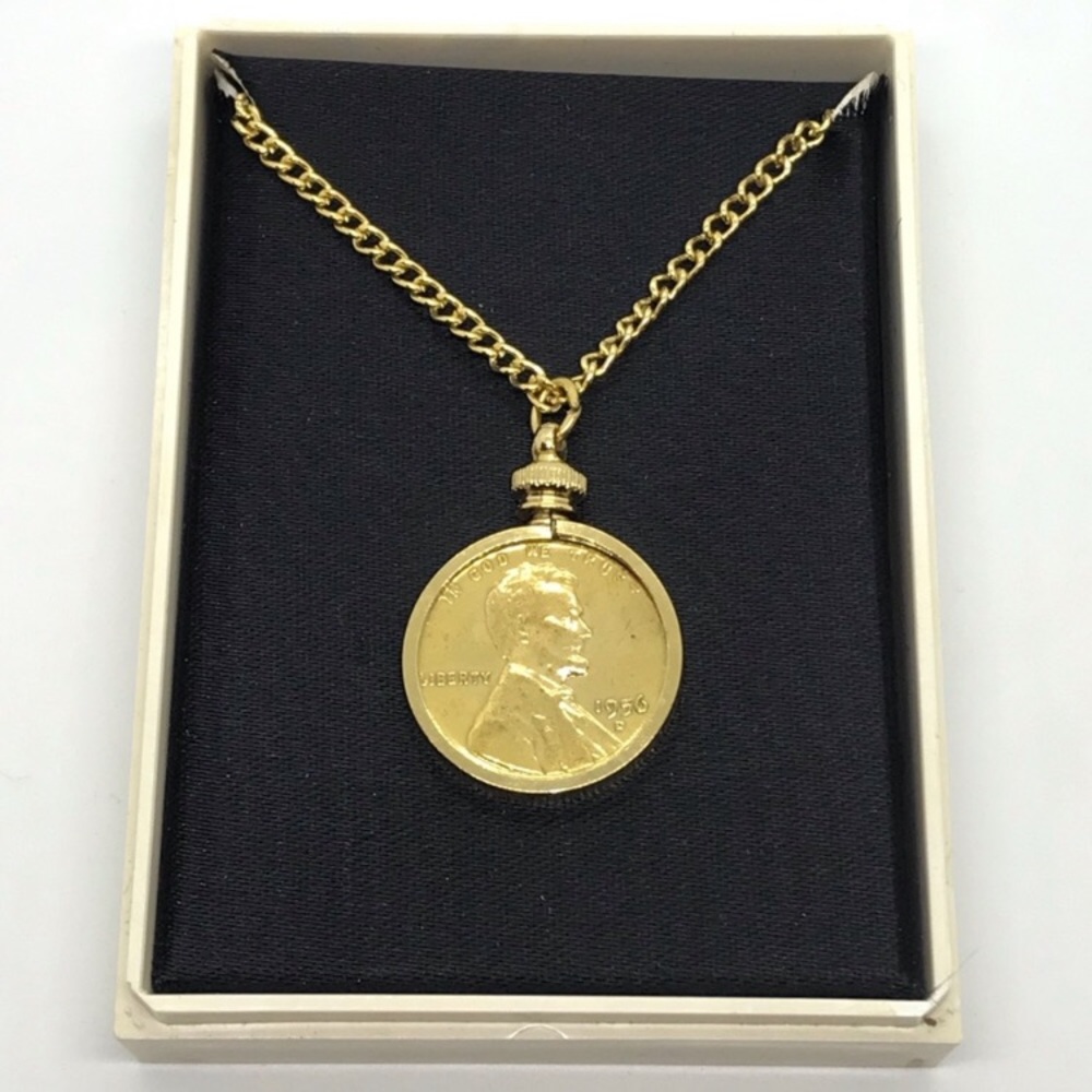 18k Yellow Gold Wheat Penny Necklace 24 Inch Chain